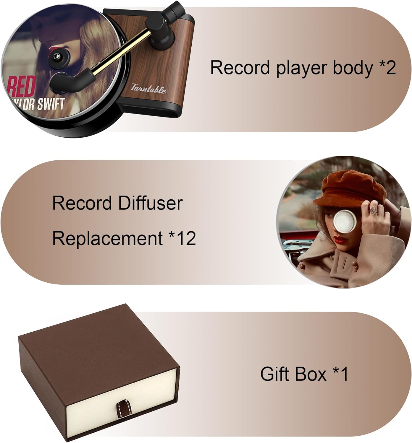 Buewutiry 12PCS Taylor Car Air Fresheners with 2PCS Record Player Vent Clips