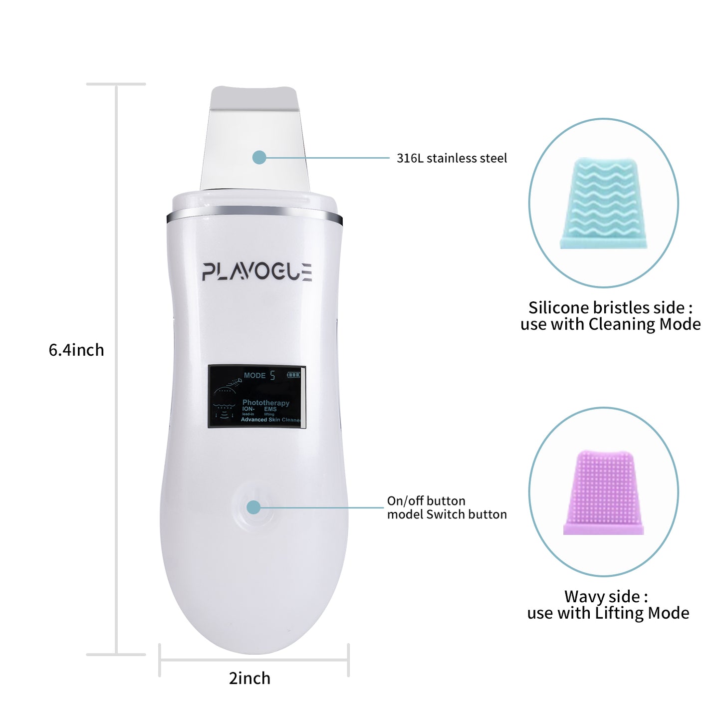 Facial Skin Care Tools,Skin Scrubber Spatula Blackhead Remover Pore Cleaner with 5 Modes and LCD Digital Display,Comedones Extractor for Facial Deep Cleansing Scraper
