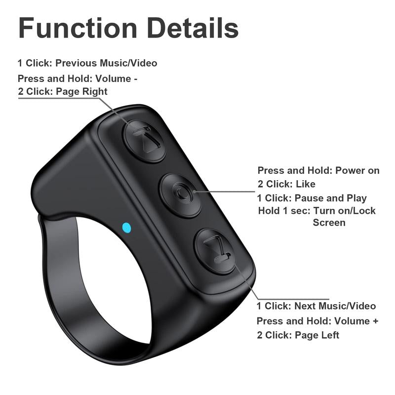 TikTok Remote Control Kindle App Page Turner, Bluetooth Camera Video Recording Remote