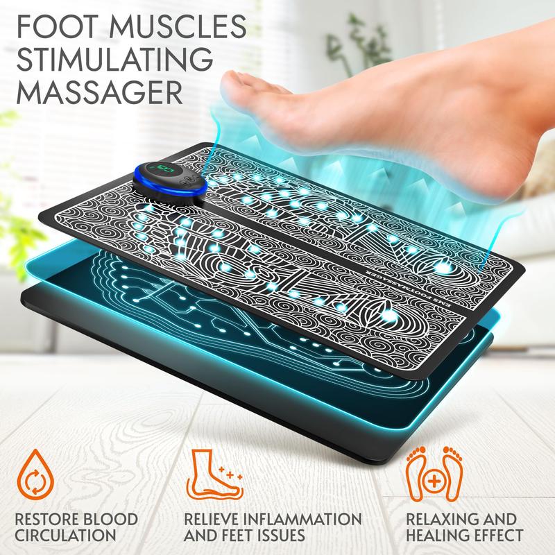EMS Foot Massager for Relaxation -Foldable USB-charging Feet Massage Mat-8 Modes