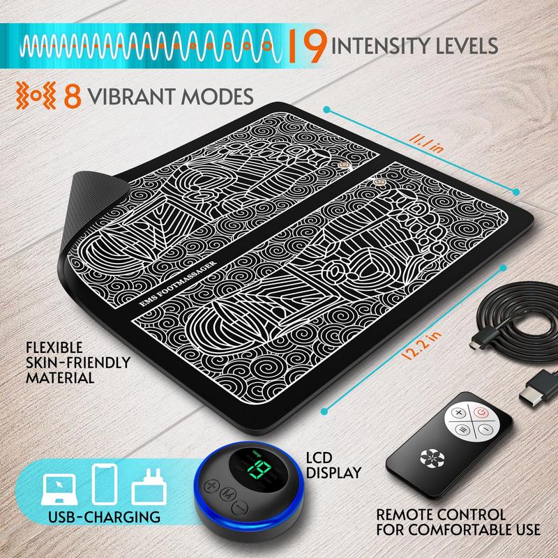 EMS Foot Massager for Relaxation -Foldable USB-charging Feet Massage Mat-8 Modes