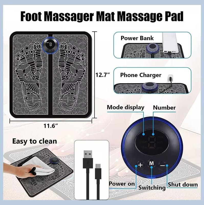 EMS Foot Massager for Relaxation -Foldable USB-charging Feet Massage Mat-8 Modes