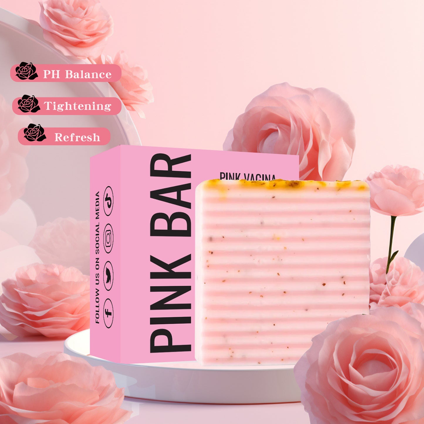 Premium Pink Bar – pH Balance Feminine Wash – Natural Ingredients Feminine Care Daily Oil Great for Razor Bumps, Dryness, BV, Odor – 3oz Bar