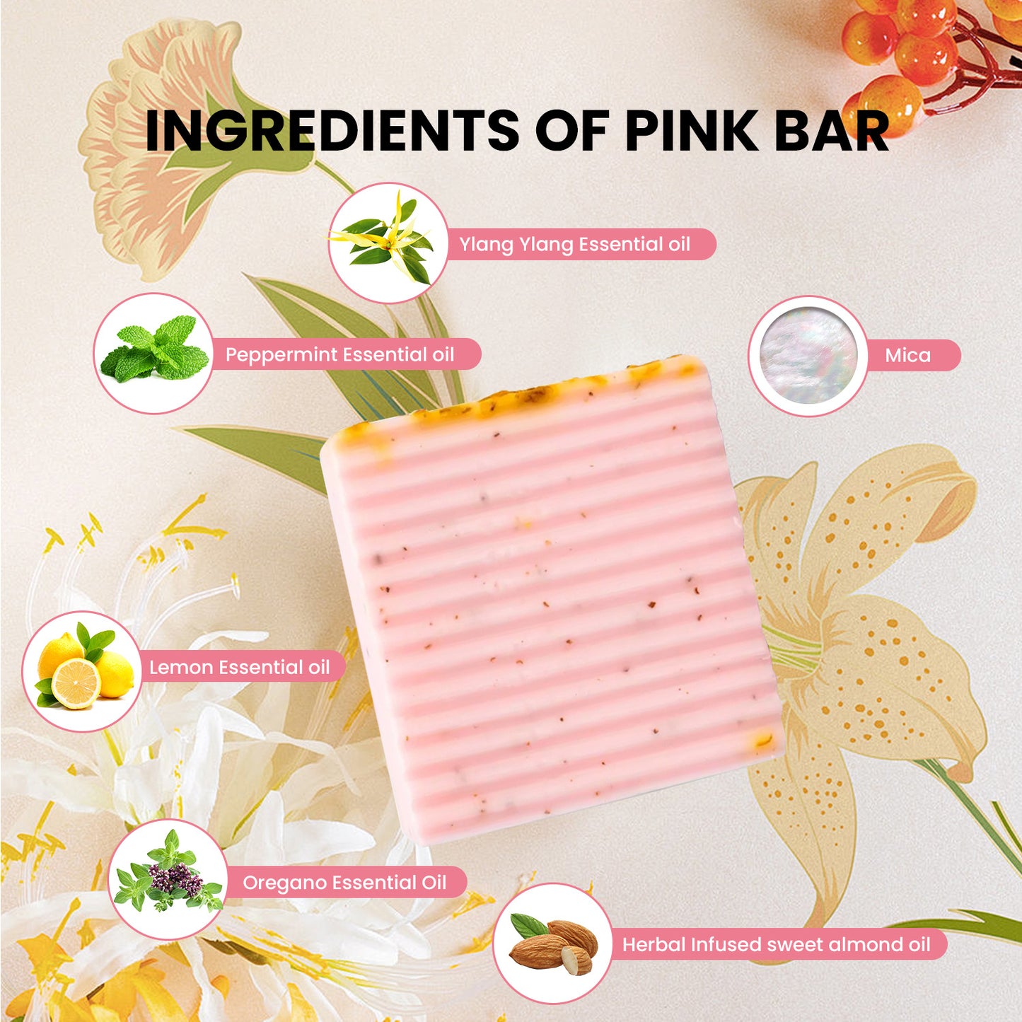 Premium Pink Bar – pH Balance Feminine Wash – Natural Ingredients Feminine Care Daily Oil Great for Razor Bumps, Dryness, BV, Odor – 3oz Bar