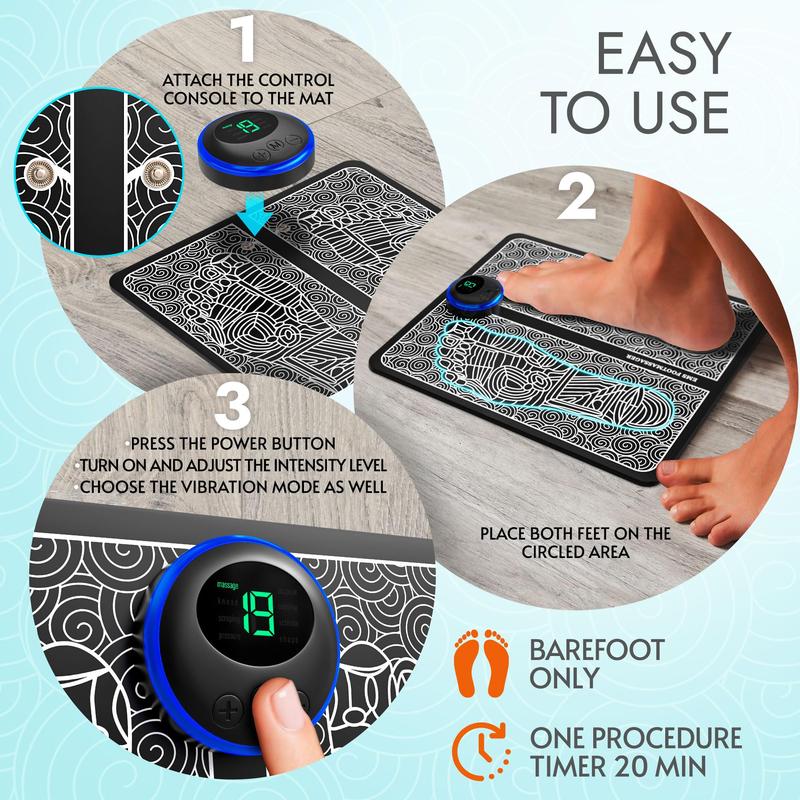 EMS Foot Massager for Relaxation -Foldable USB-charging Feet Massage Mat-8 Modes