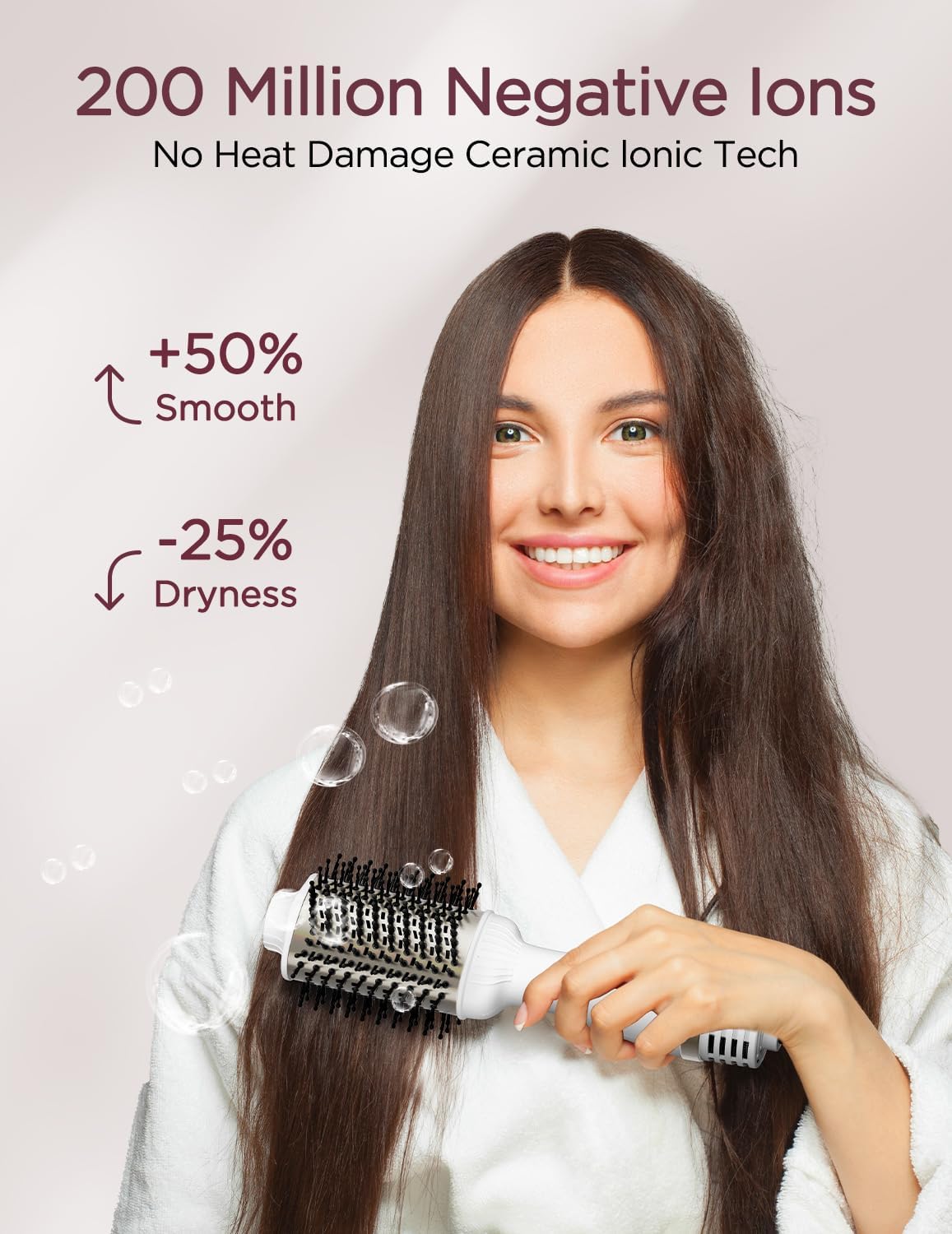 Plavogue hair dryer brush, 120V-240V dual voltage negative ion hair dryer brush