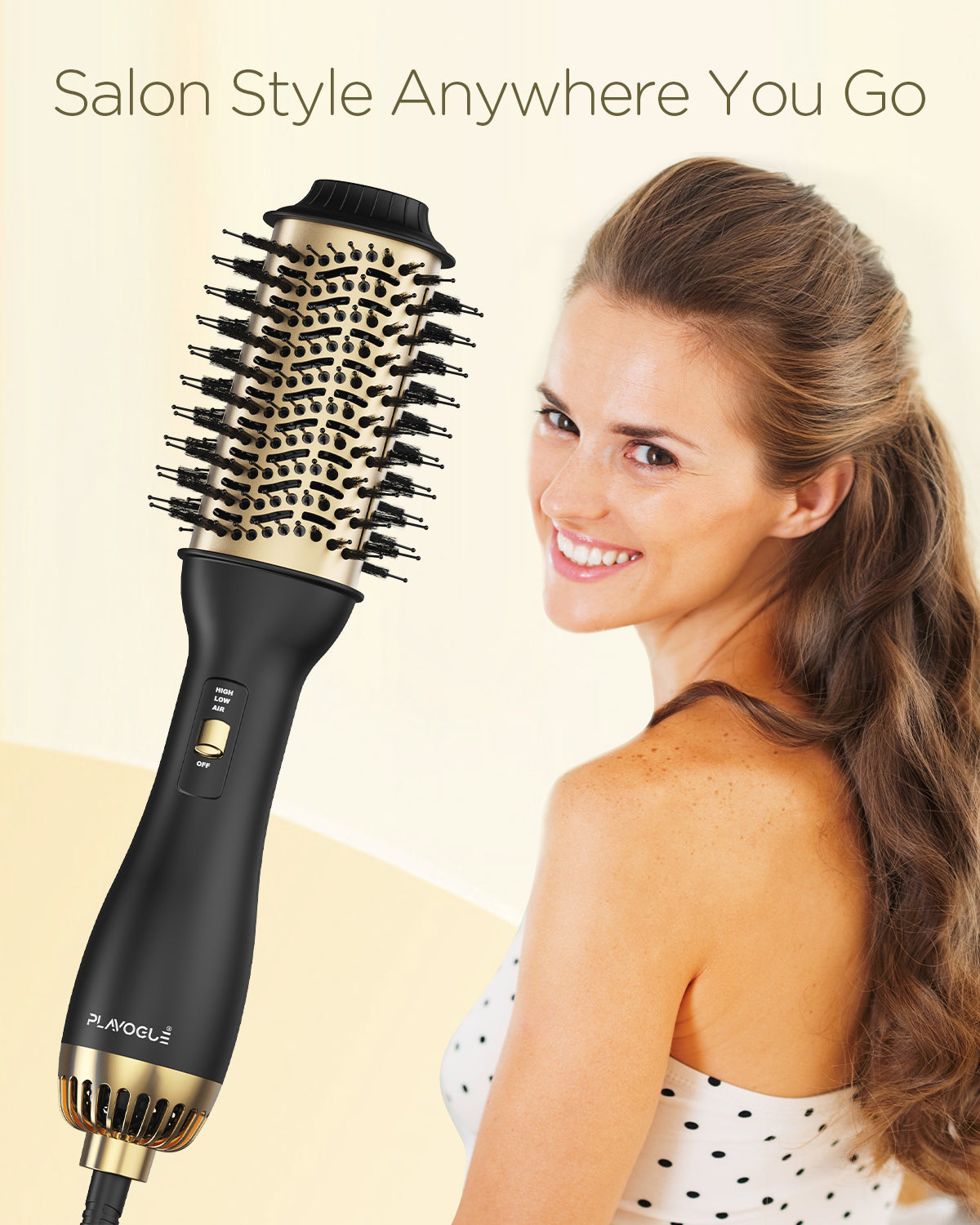 100 Millions Negative Ion Anti-Frizz Oval Brush for Straightening and Curling