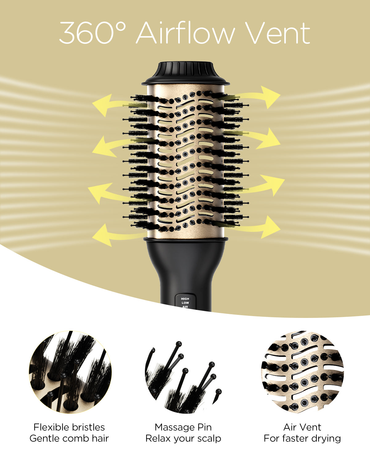 Plavogue Hiar Dryer Brush Dual Voltage PV-222 White hotsell Gold